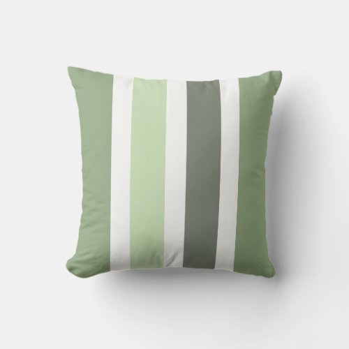 Sage Green Gray White Color Block Stripes Throw Pillow