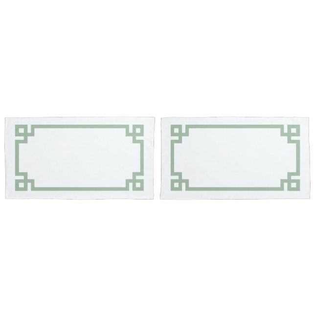 Sage Green Greek Key Border King Size Pillow Case (Front-Set)