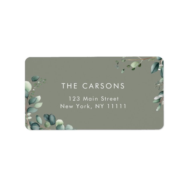 Sage Green Greenery Foliage Return Address Label (Front)