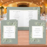 Sage Green Greenery Foliage Wedding Program<br><div class="desc">Featuring delicate watercolor greenery leaves on a sage green background,  this chic botanical folded wedding program can be personalized with your special wedding day information. Designed by Thisisnotme©</div>