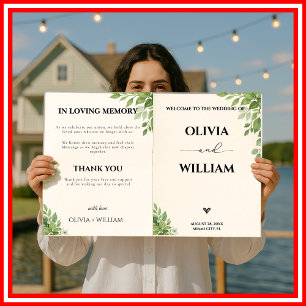 Sage Green Greenery Order of Event Wedding Program