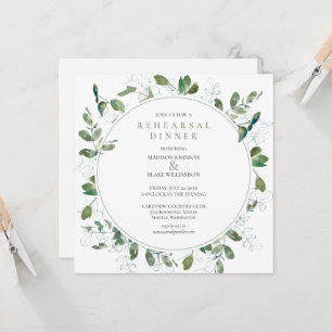 Sage Green Greenery Rehearsal Dinner Invitation