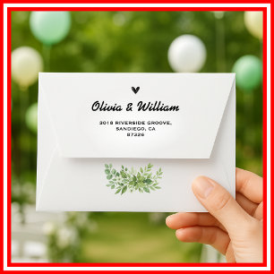 Sage Green Greenery Return Address Wedding Envelope