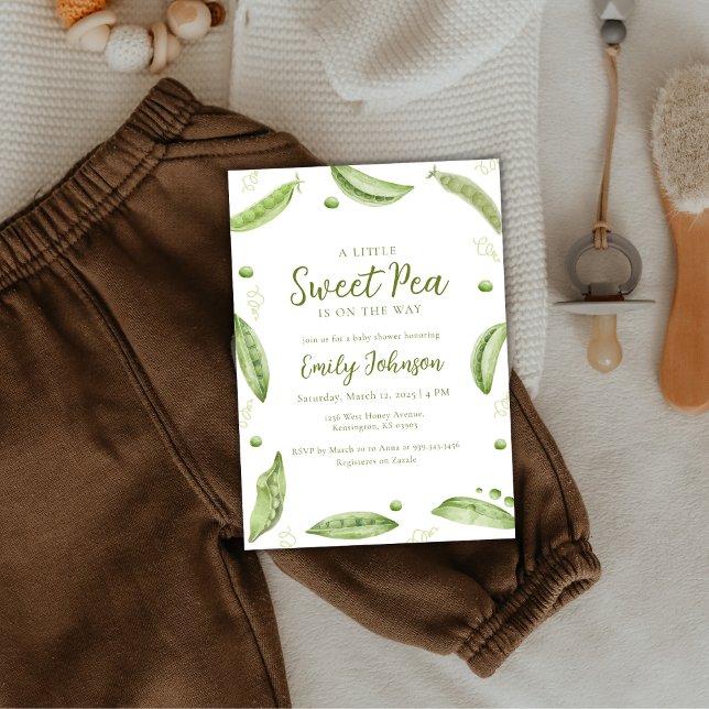 Sage Green Greenery Sweet Pea In Pod Baby Shower Invitation (Sage Green Greenery Sweet Pea In Pod Baby Shower Invitation)