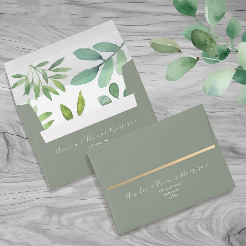 Sage Green Greenery Wedding Envelope