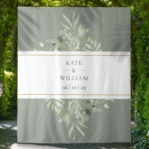 Sage Green Greenery Wedding Photo Booth Backdrop
