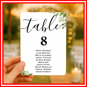 Sage Green Greenery Wedding Table Seating Chart Invitation