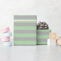 Sage Green, White XL Stripes Pattern Wrapping Paper