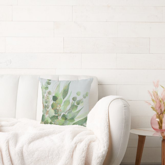 SAGE GREEN GREY TEXTURED EUCALYPTUS PILLOW  (Couch)
