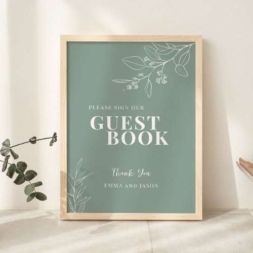 Sage Green Guest Book Wedding Sign 