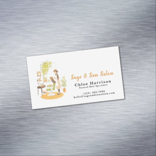Sage Green Hair Salon  Business Card Magnet