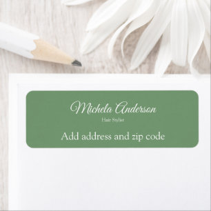 Sage green hair stylist add address zip code label