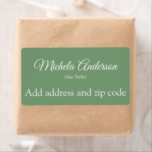 Sage green hair stylist add address zip code label
