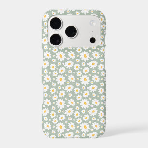 Sage Green Hand Drawn Daisy Pattern iPhone 17 Pro Case