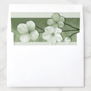 Sage Green Hand Drawn Floral Botanical Wedding Envelope Liner