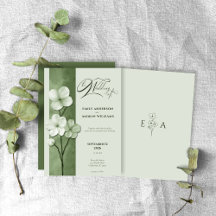 Sage Green Hand Drawn Floral Botanical Wedding