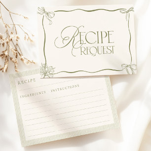 Sage Green Hand Drawn Floral Recipe Request Card