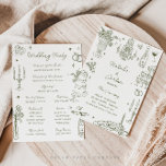 Sage Green Hand Drawn Whimsical Wedding Program<br><div class="desc">Guide your guests through your special day with this Editable Hand-Drawn Whimsical Wedding Program Card! Featuring artistic hand-drawn illustrations and a playful yet elegant design,  this program card is both functional and beautiful,  perfectly complementing your unique wedding style.</div>