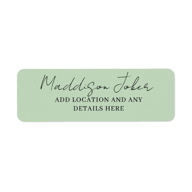 Sage Green Hand Lettered Script  Label (Front)