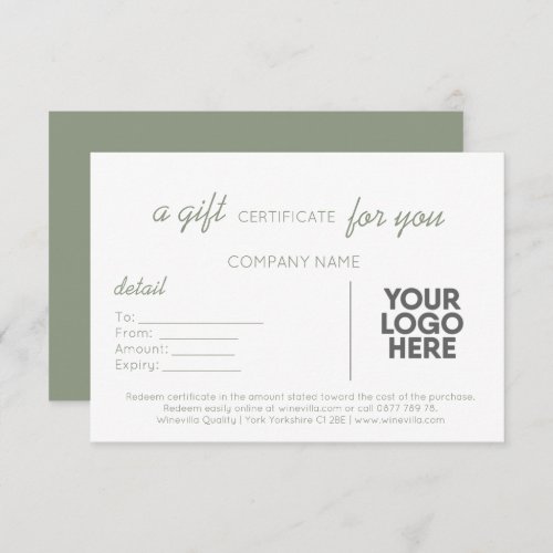 Sage Green Handwriting Business Gift With Logo 