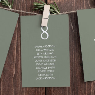 Sage Green Hanging Wedding Seating Chart Card