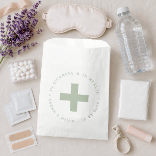 Sage Green Hangover Kit In Sickness and in Health Favor Bag