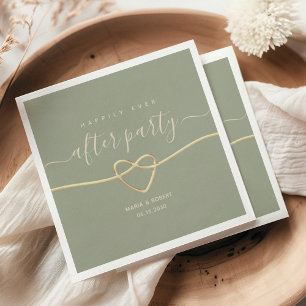 Sage Green Happily Ever After Party Wedding Napkin