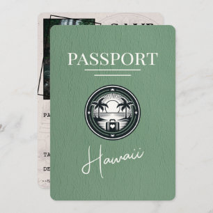 Sage Green Hawaii Passport Save The Date