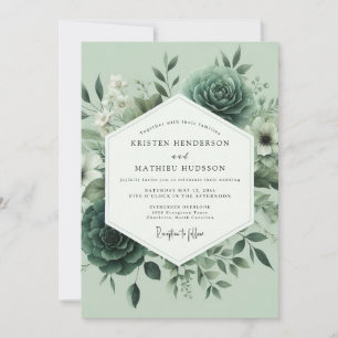 Sage Green Hazy Bloom Wedding Invitation