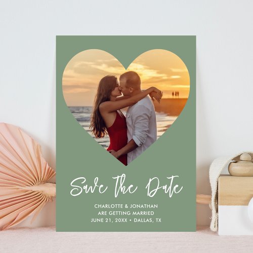 Sage Green Heart Cutout For Wedding Photo  Save The Date