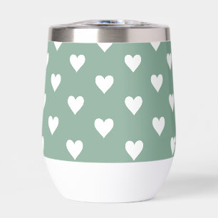 Sage Green Heart Pattern Thermal Wine Tumbler