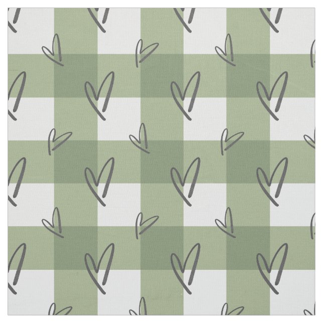 Sage Green Heart - Premium Pima Cotton Fabric (Swatch)