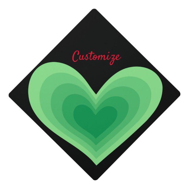 Sage Green Heart Thunder_Cove Graduation Cap Topper (Front)