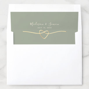 Sage Green Heart Wedding Envelope Liner