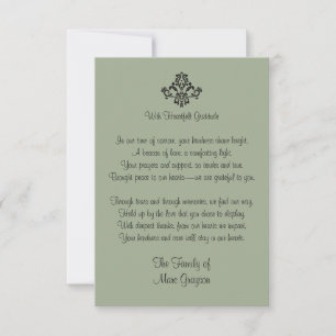 Sage Green Heartfelt Gratitude Family Thank You  Card