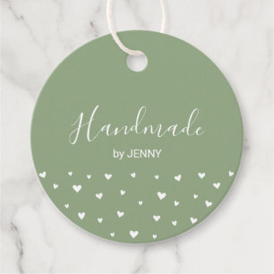 Sage Green Hearts Handmade, Craft Package Tag
