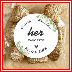 Sage Green Her Favorite His Favorite Favors Classic Round Sticker
