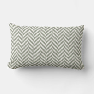 Sage Green Herringbone Geometric Outdoor Lumbar Pillow