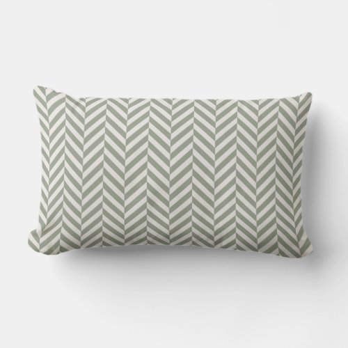 Sage Green Herringbone Geometric Outdoor Lumbar Pillow