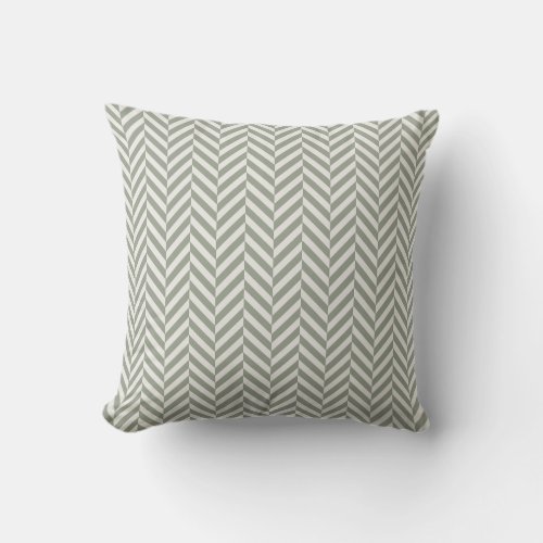 Sage Green Herringbone Geometric Outdoor Pillow