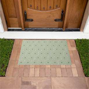Sage Green Hexagon Honeycomb Geometric Pattern Doormat