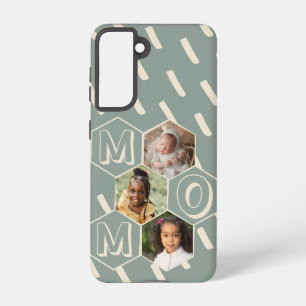 Sage green hexagon Mom Photo Collage Samsung Galaxy S21 Case