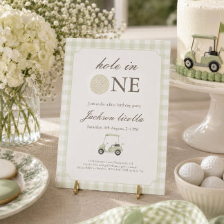 Sage Green Hole in One Golf Birthday Invitation