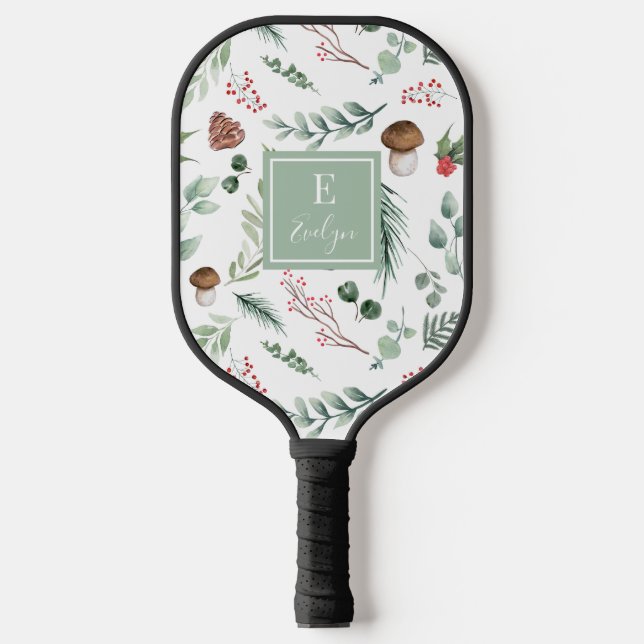 Sage Green Holiday Personalized Pickleball Paddle (Front)