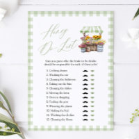 Sage Green Honey Do List Bridal Shower Game