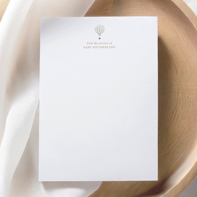 Sage Green Hot Air Balloon Baby Shower Thank You Card (Creator Uploaded)