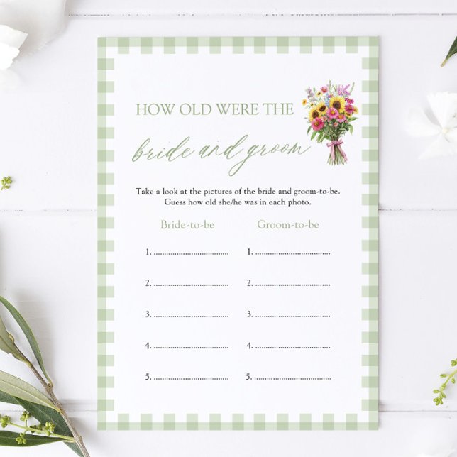 Sage Green How Old Were The Bride & Groom Game Invitation (Sage Green How Old Were The Bride & Groom Game)