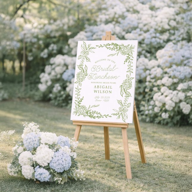 Sage Green Hydrangea Bridal Luncheon Sign (Creator Uploaded)