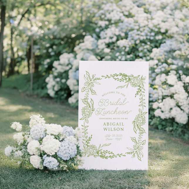Sage Green Hydrangea Bridal Luncheon Sign (Creator Uploaded)