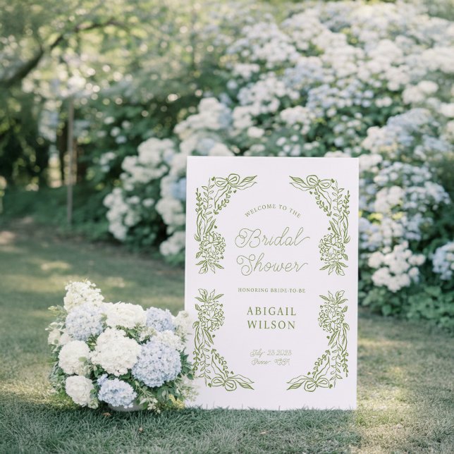 Sage Green Hydrangea Bridal Shower Welcome Sign (Creator Uploaded)
